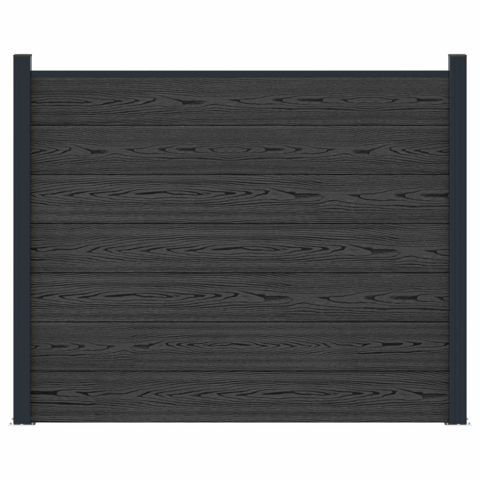 vidaXL Panel ogrodzeniowy WPC i aluminium Czarny