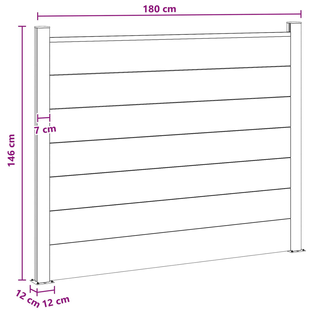 vidaXL Panel ogrodzeniowy WPC i aluminium Czarny