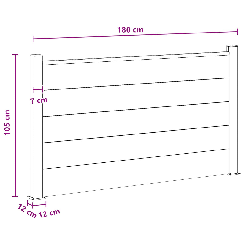 vidaXL Zestaw ogrodzeniowy 180 x 105 cm WPC i aluminium brązowy