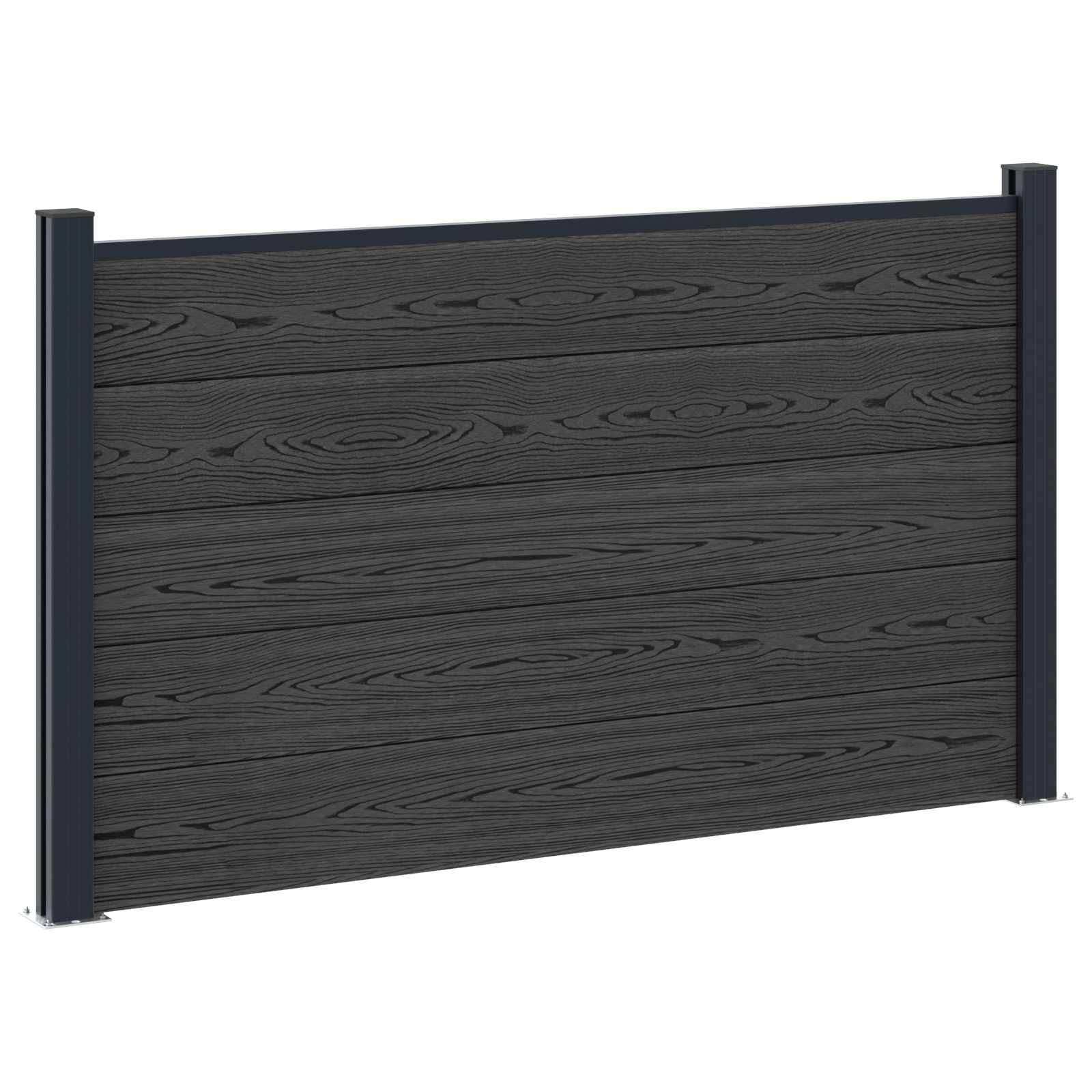 vidaXL Zestaw ogrodzeniowy 180 x 105 cm WPC i aluminium Czarny