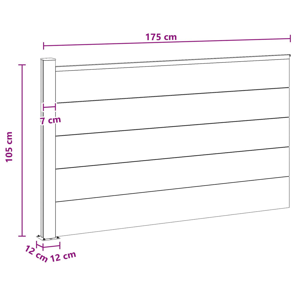 vidaXL Zestaw ogrodzeniowy 175 x 105 cm WPC i aluminium brązowy