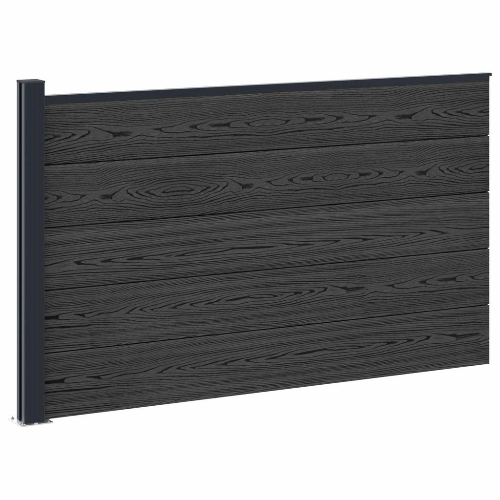 vidaXL Zestaw ogrodzeniowy 175 x 105 cm WPC i aluminium Czarny