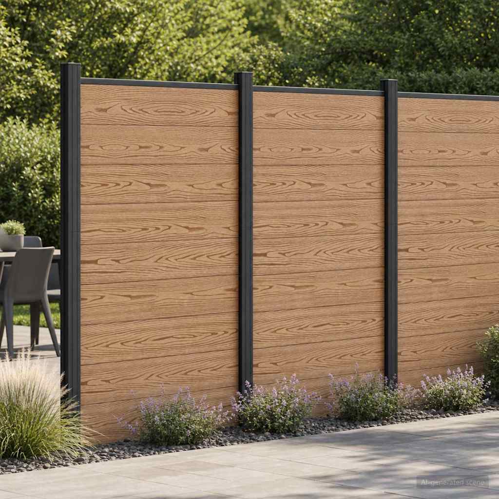 vidaXL Panel ogrodzeniowy WPC i aluminium brązowy