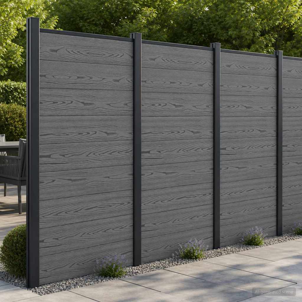 vidaXL Panel ogrodzeniowy WPC i aluminium Szary
