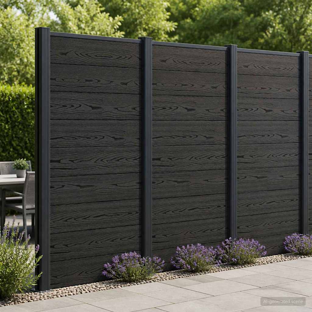 vidaXL Panel ogrodzeniowy WPC i aluminium Czarny
