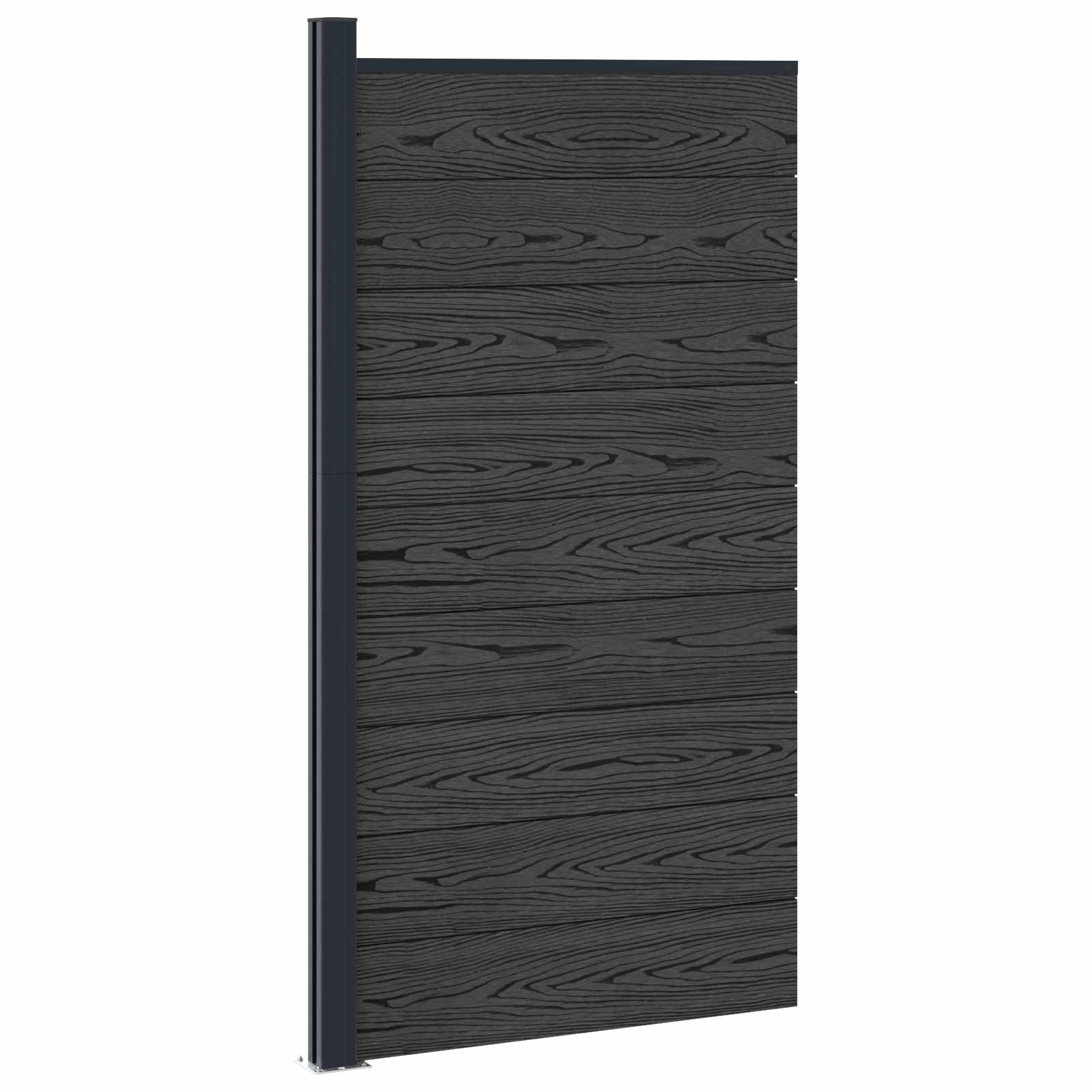 vidaXL Panel ogrodzeniowy WPC i aluminium Czarny