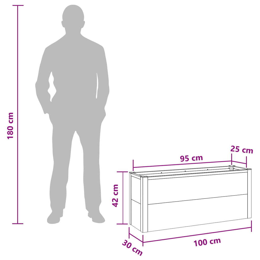 vidaXL Podniesiona rabata ogrodowa Szary 100 x 30 x 42 cm