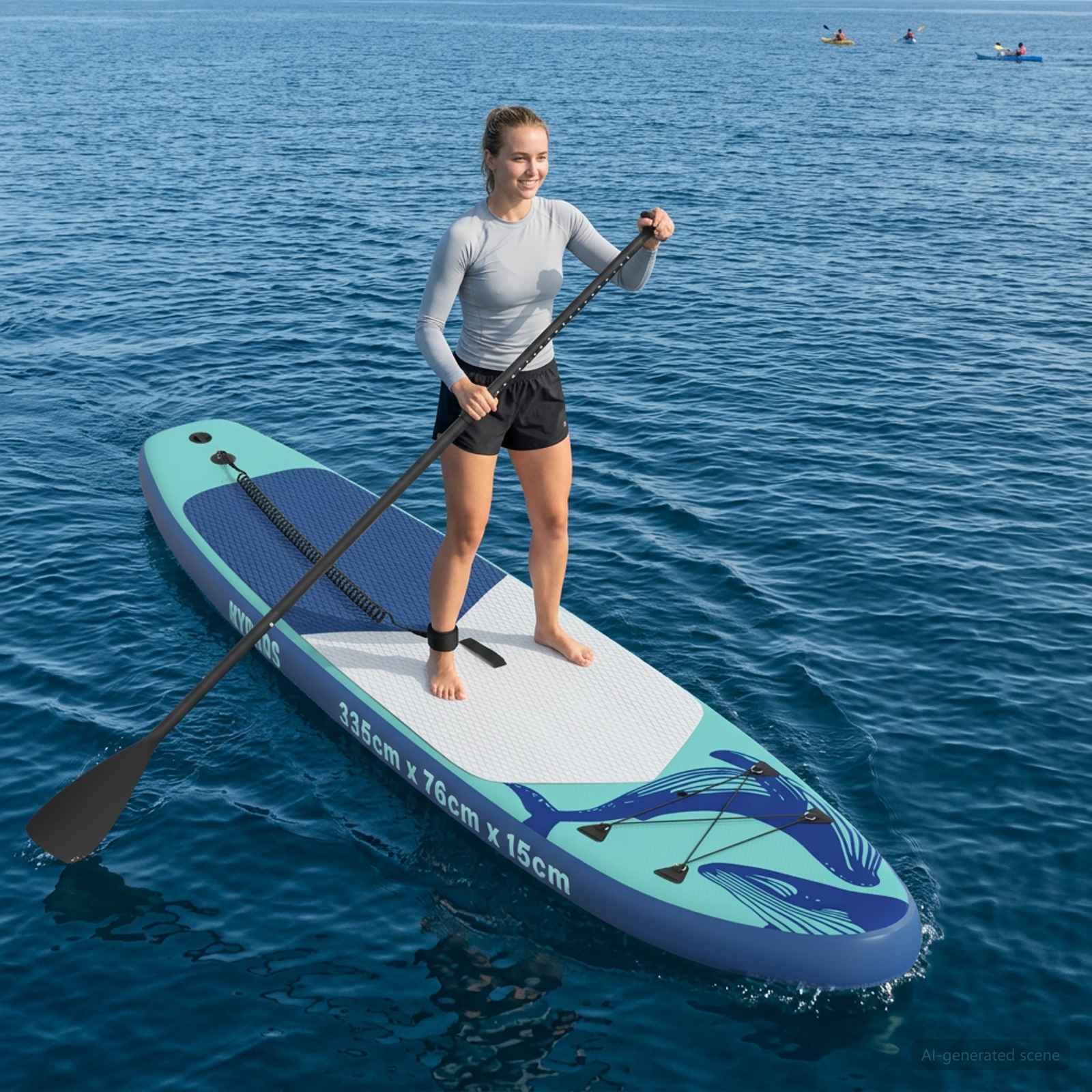 vidaXL Wdmuchiwana deska SUP HYDROS 335 x 76 x 15 cm Turkusowy dla