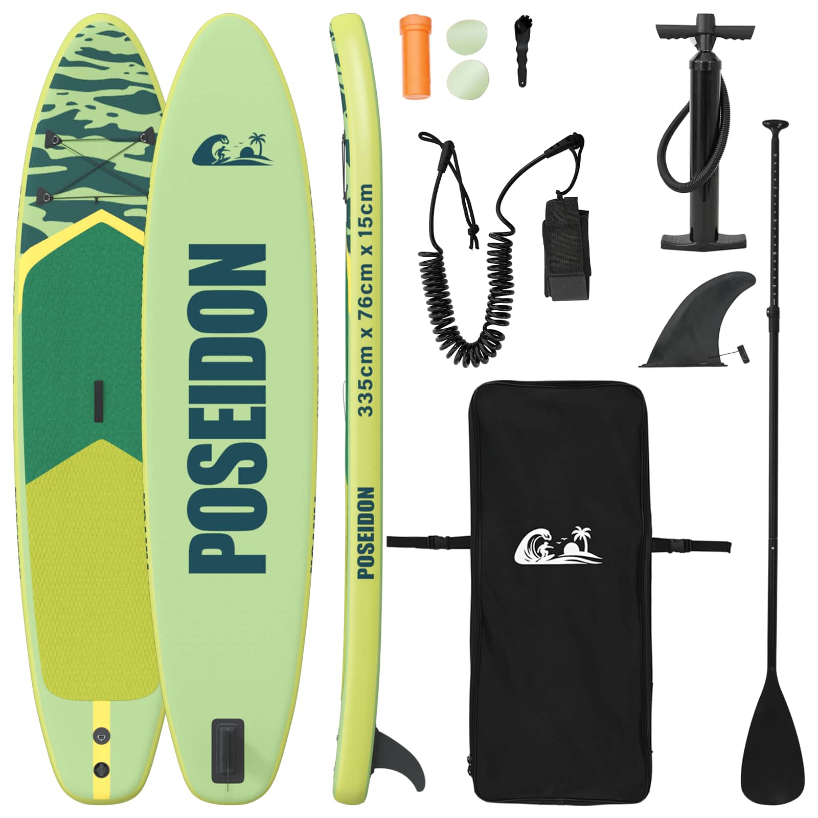 vidaXL Nadmuchiwany Paddle Board POSEIDON Zielony 335 x 76 x 15 cm PVC