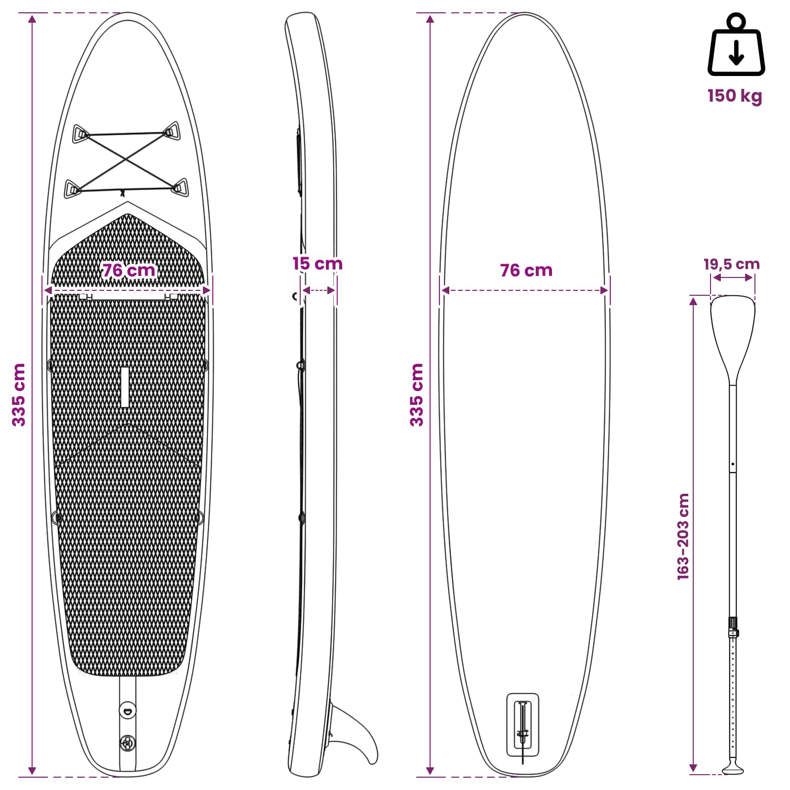 vidaXL Nadmuchiwany Paddle Board POSEIDON Zielony 335 x 76 x 15 cm PVC