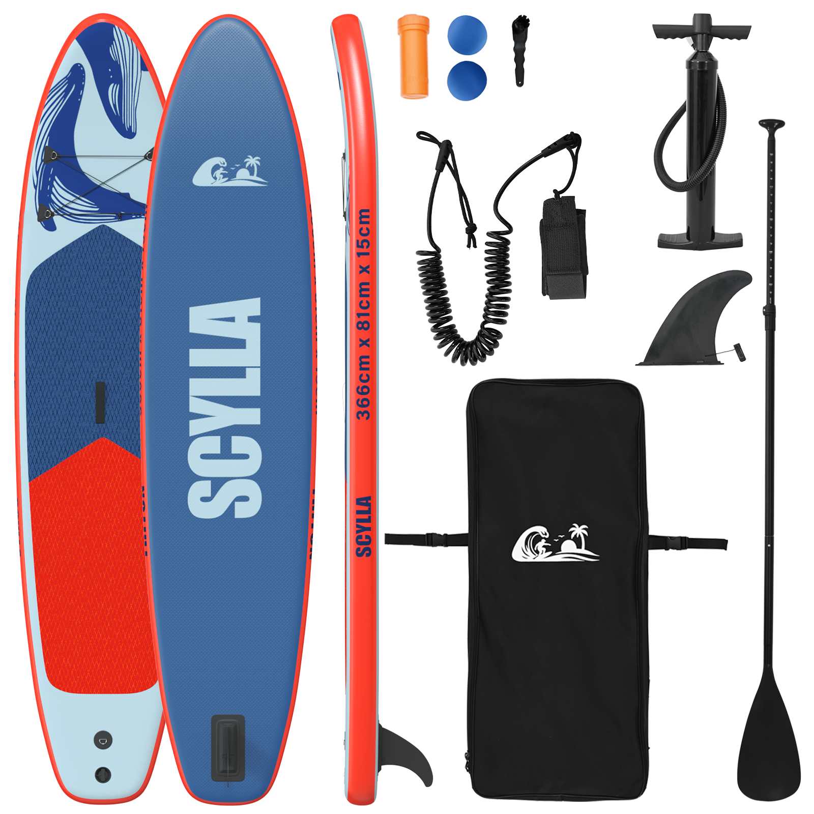 vidaXL Nadmuchiwany Paddle Board SCYLLA 366 x 81 x 15 cm niebieski dla