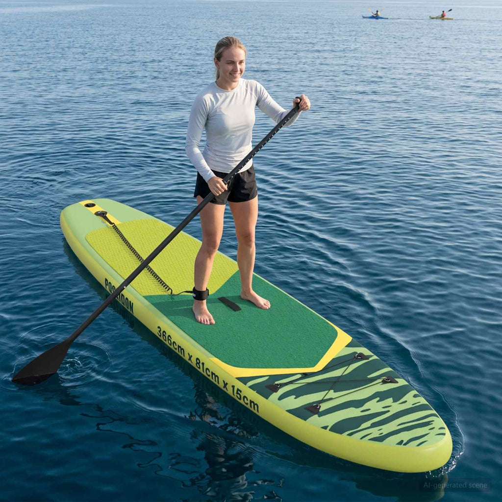vidaXL Nadmuchiwany Paddle Board POSEIDON 366 x 81 x 15 cm zielony dla
