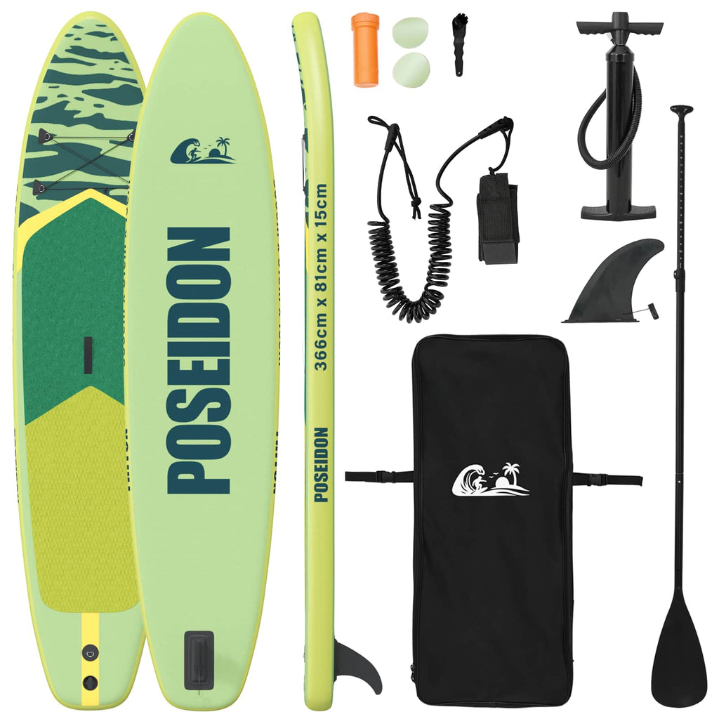 vidaXL Nadmuchiwany Paddle Board POSEIDON 366 x 81 x 15 cm zielony dla