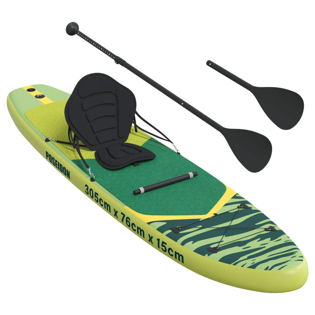 vidaXL Deska SUP z siedziskiem 2-w-1 POSEIDON 305 x 76 x 15 cm zielony