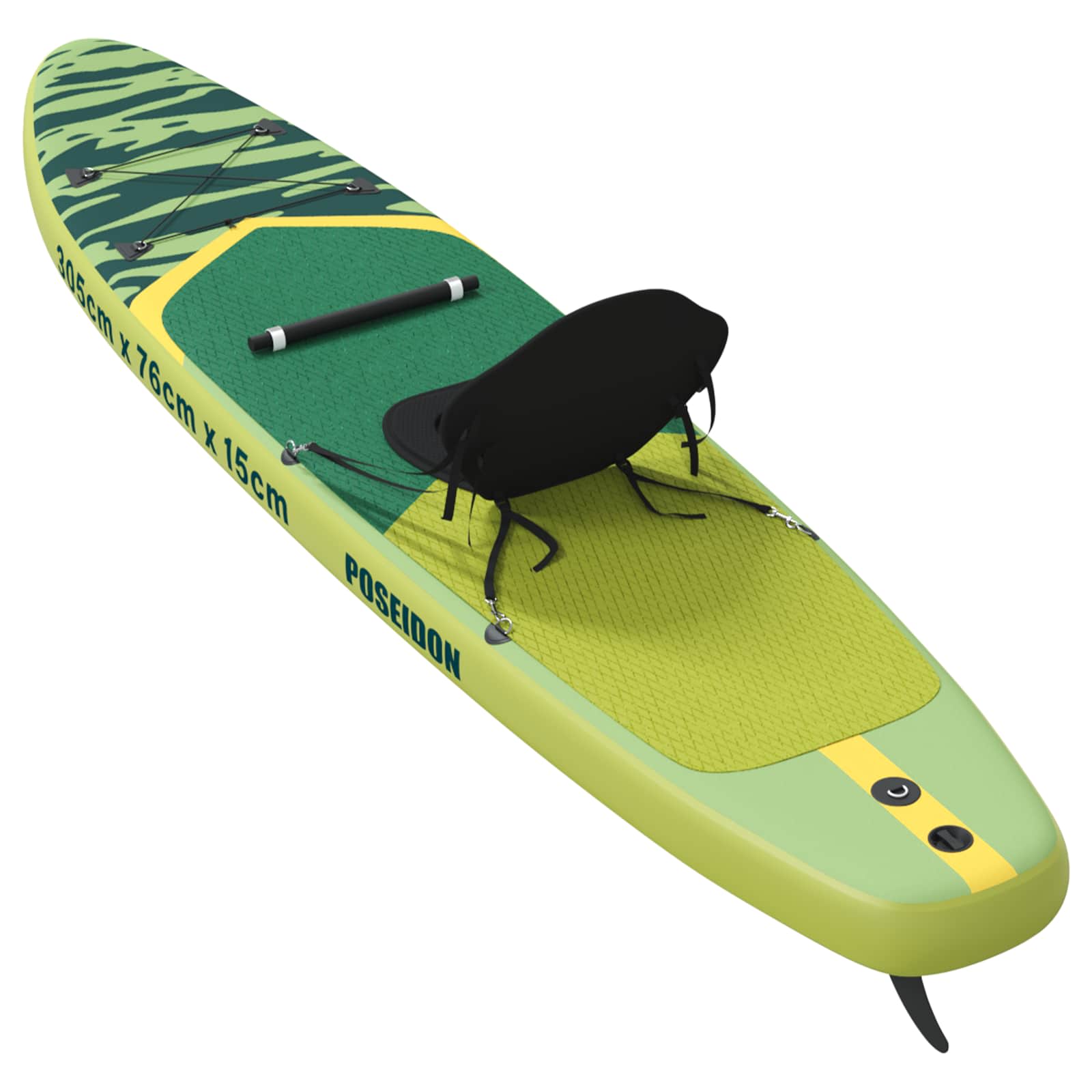 vidaXL Deska SUP z siedziskiem 2-w-1 POSEIDON 305 x 76 x 15 cm zielony