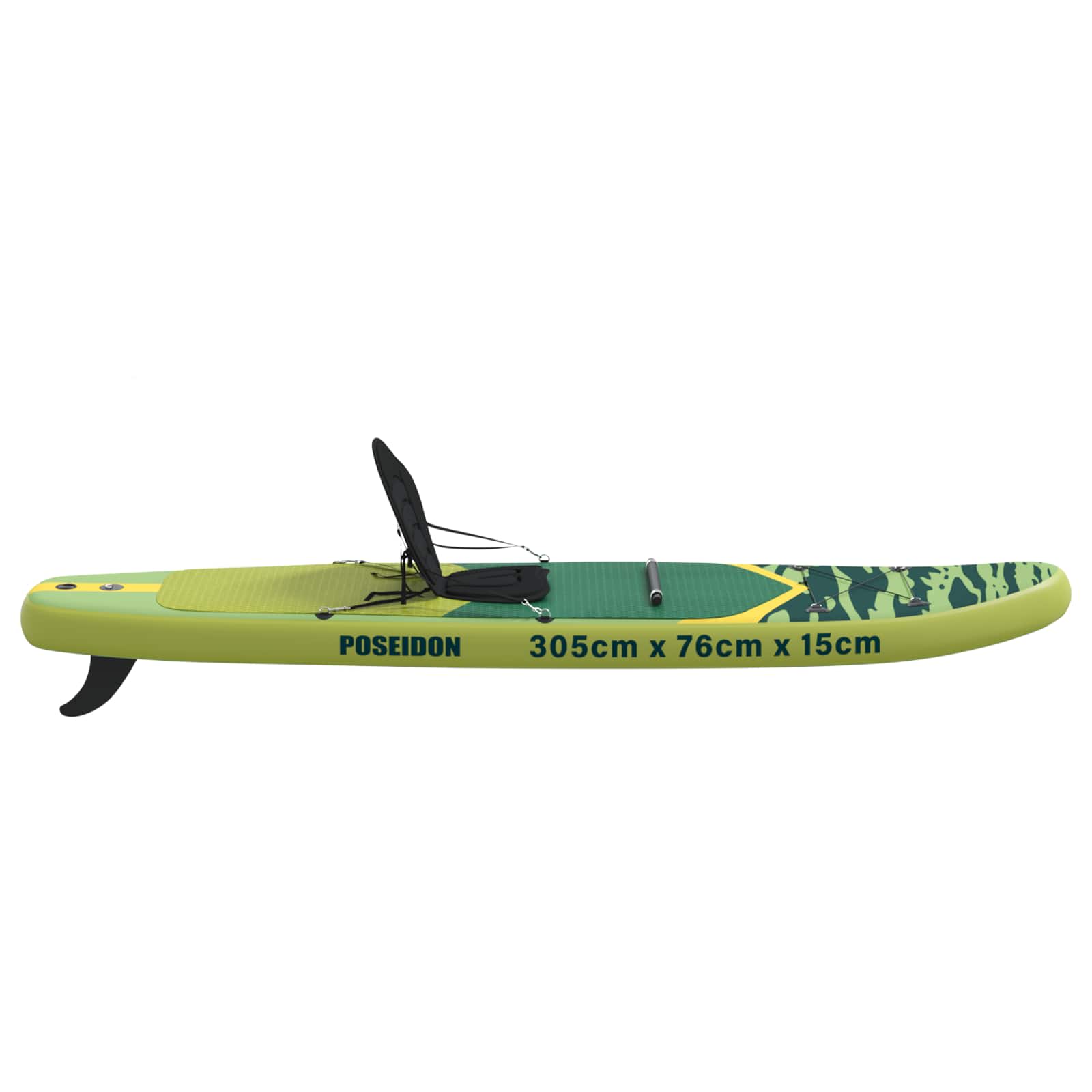 vidaXL Deska SUP z siedziskiem 2-w-1 POSEIDON 305 x 76 x 15 cm zielony