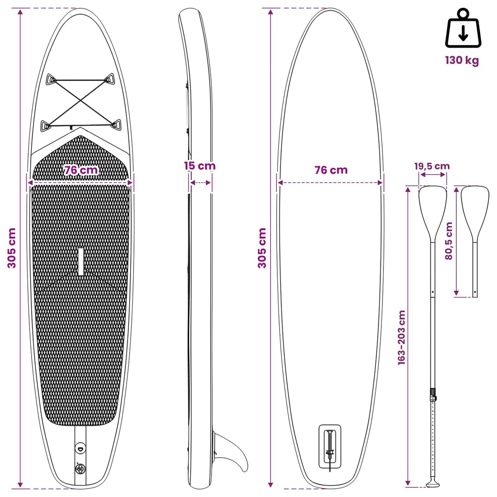 vidaXL Deska SUP z siedziskiem 2-w-1 POSEIDON 305 x 76 x 15 cm zielony