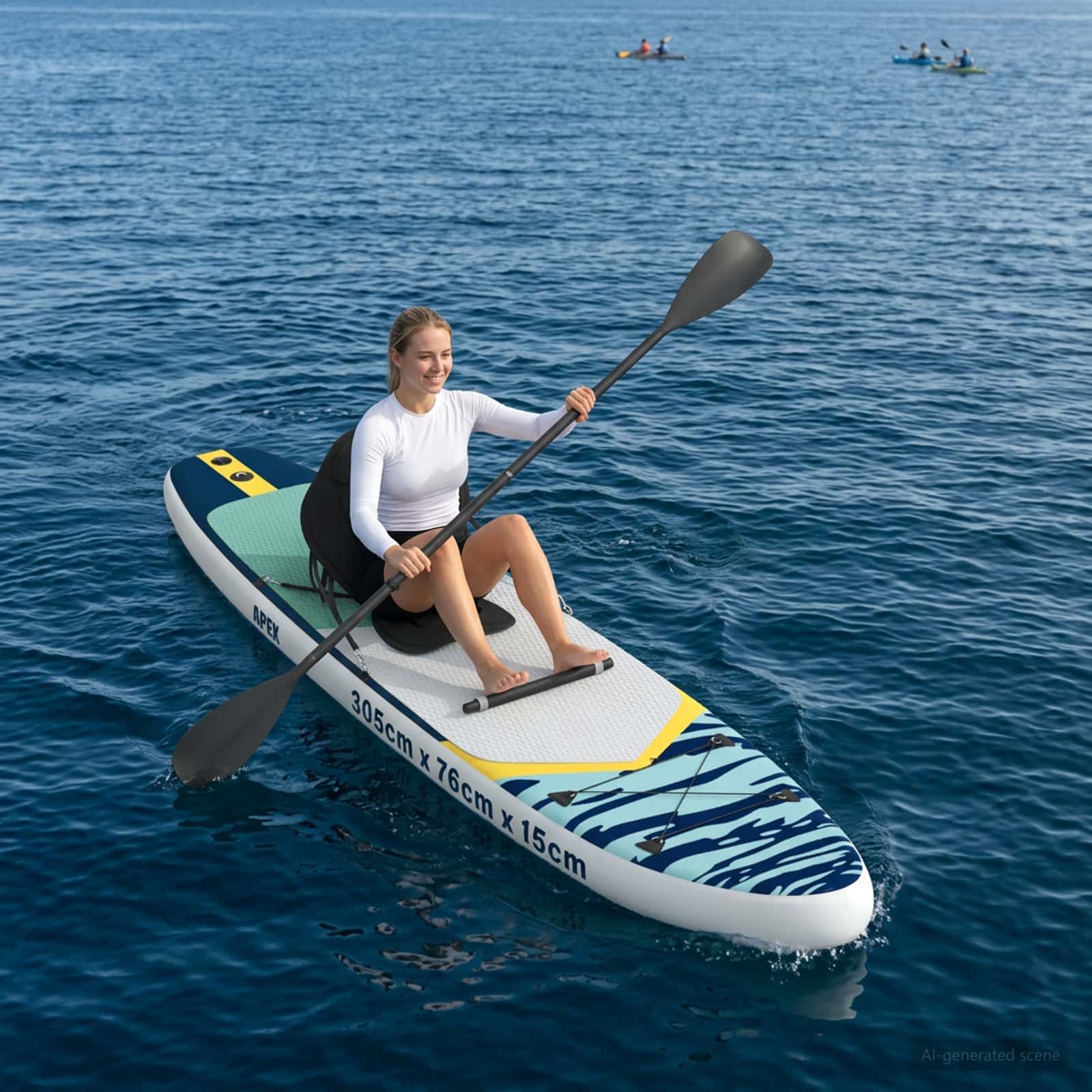 vidaXL Deska SUP z siedziskiem 2-w-1 APEX 305 x 76 x 15 cm niebieski