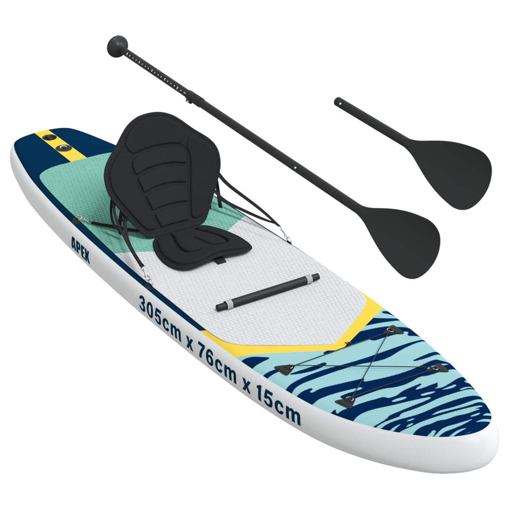 vidaXL Deska SUP z siedziskiem 2-w-1 APEX 305 x 76 x 15 cm niebieski