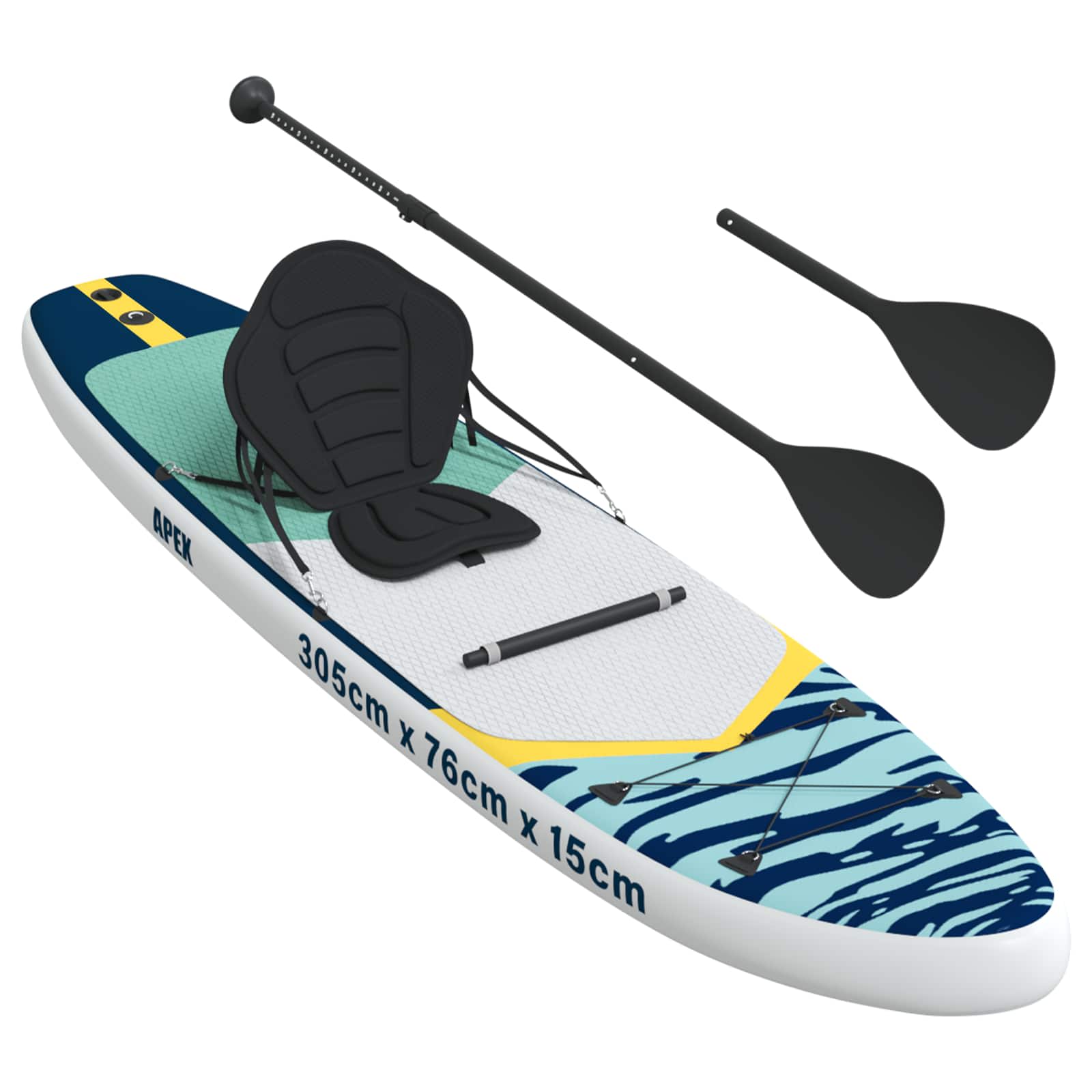 vidaXL Deska SUP z siedziskiem 2-w-1 APEX 305 x 76 x 15 cm niebieski