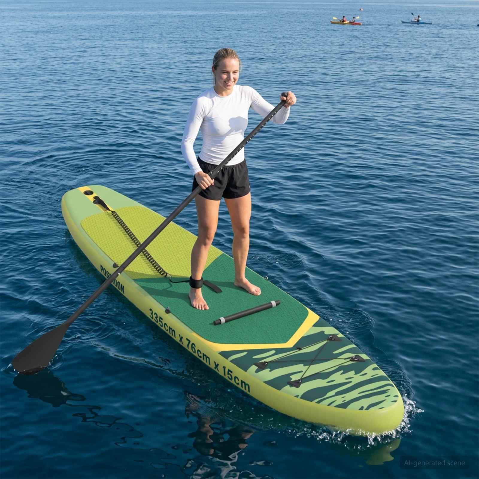 vidaXL Deska SUP z siedziskiem 2-w-1 POSEIDON 335 x 76 x 15 cm zielony