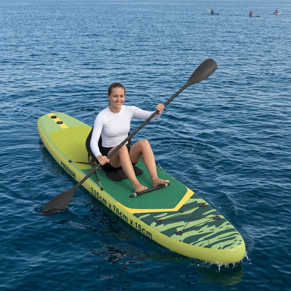 vidaXL Deska SUP z siedziskiem 2-w-1 POSEIDON 335 x 76 x 15 cm zielony