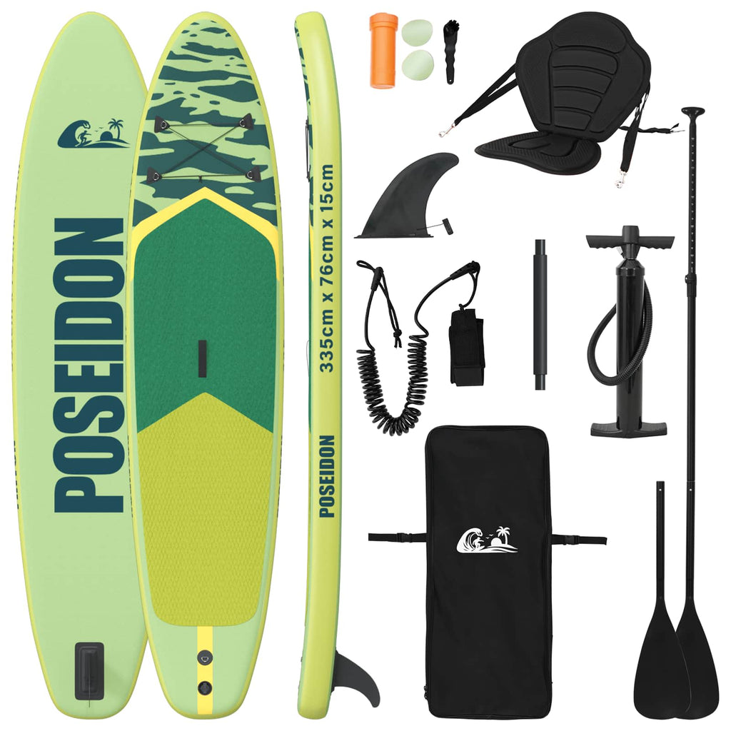 vidaXL Deska SUP z siedziskiem 2-w-1 POSEIDON 335 x 76 x 15 cm zielony