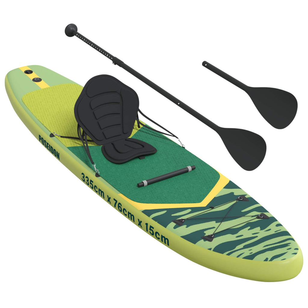 vidaXL Deska SUP z siedziskiem 2-w-1 POSEIDON 335 x 76 x 15 cm zielony