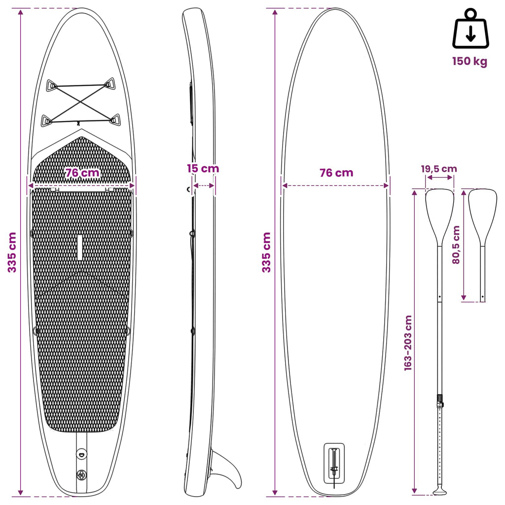 vidaXL Deska SUP z siedziskiem 2-w-1 POSEIDON 335 x 76 x 15 cm zielony