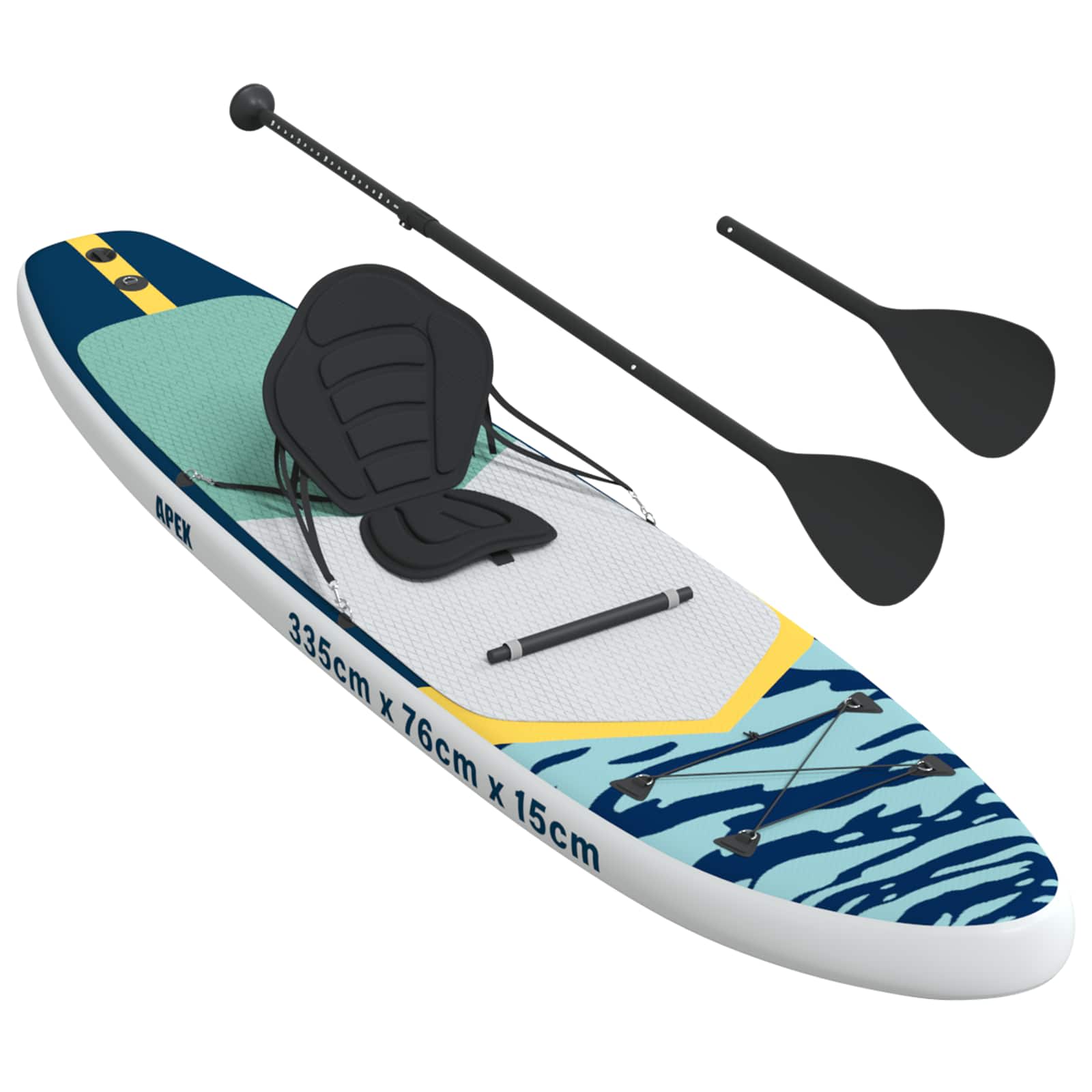 vidaXL Deska SUP z siedziskiem 2-w-1 APEX 335 x 76 x 15 cm niebieski