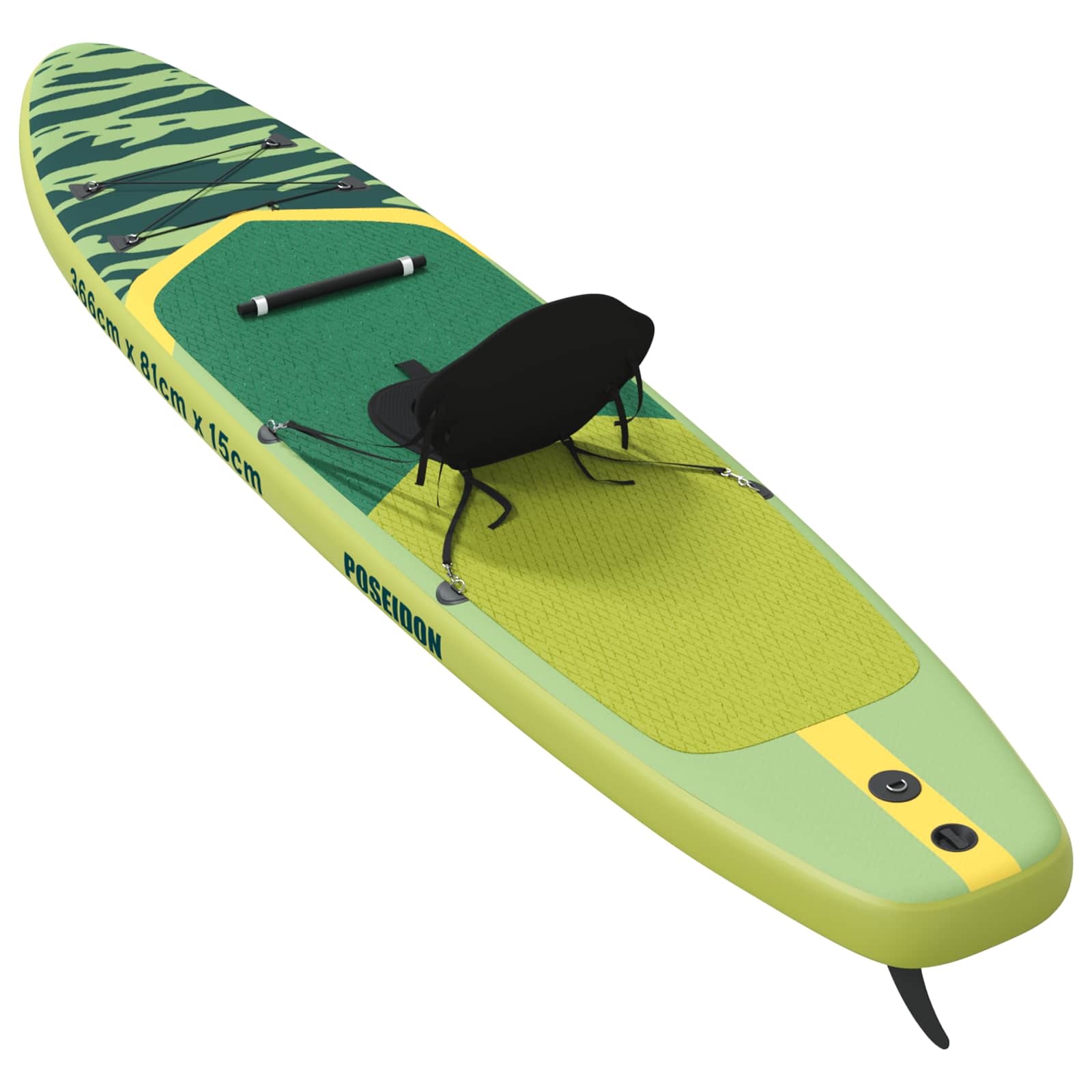 vidaXL Deska SUP z siedziskiem 2-w-1 POSEIDON 366 x 81 x 15 cm zielony