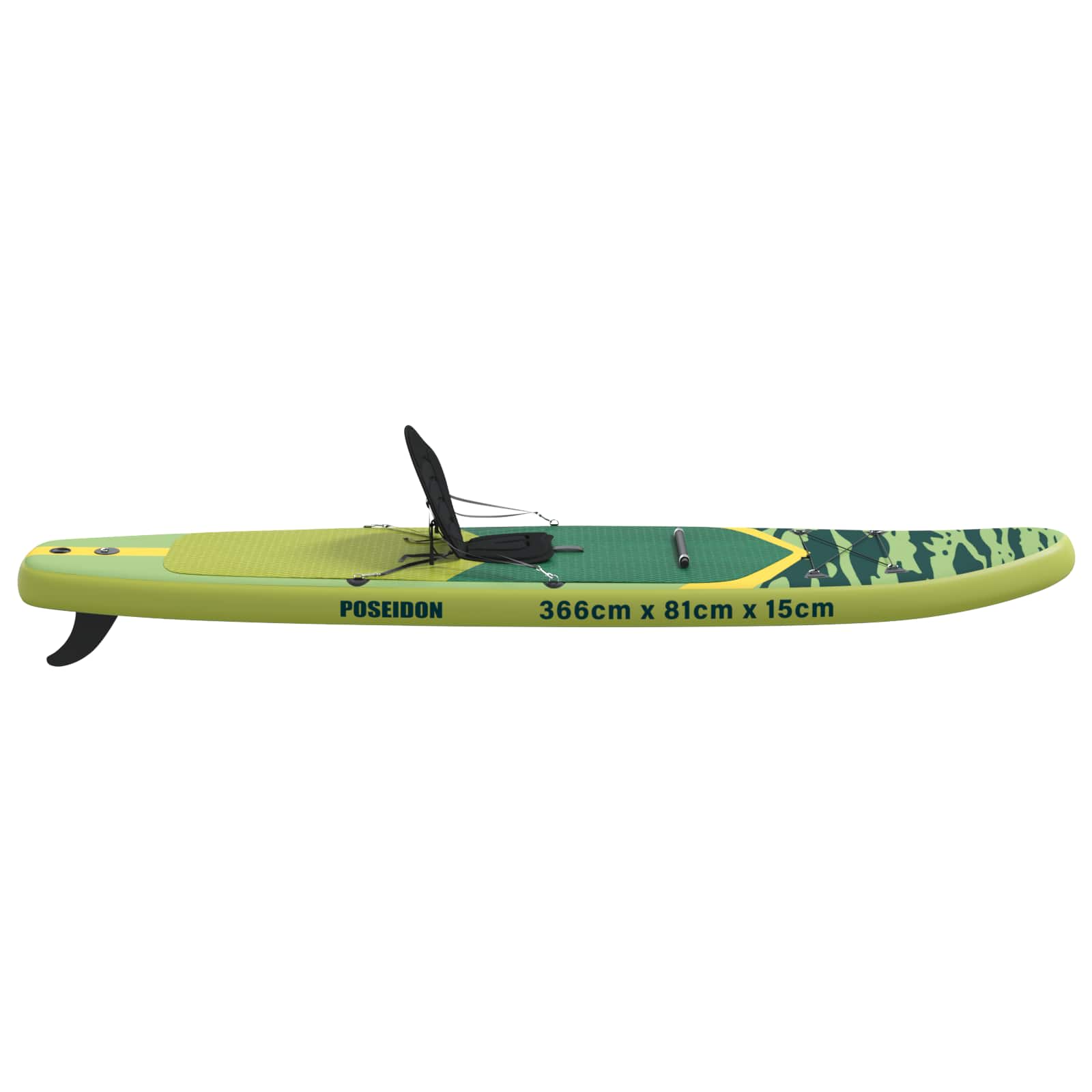 vidaXL Deska SUP z siedziskiem 2-w-1 POSEIDON 366 x 81 x 15 cm zielony