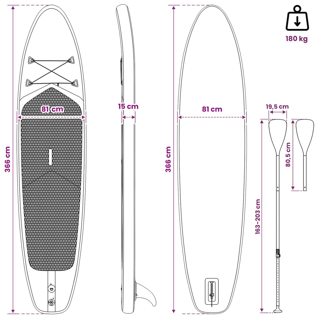 vidaXL Deska SUP z siedziskiem 2-w-1 TRITON 366 x 81 x 15 cm niebieski
