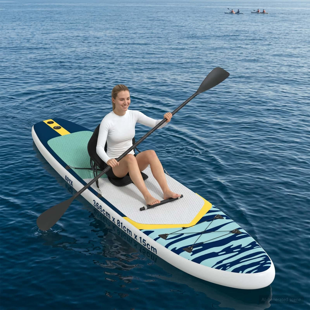 vidaXL Deska SUP z siedziskiem 2-w-1 APEX 366 x 81 x 15 cm niebieski