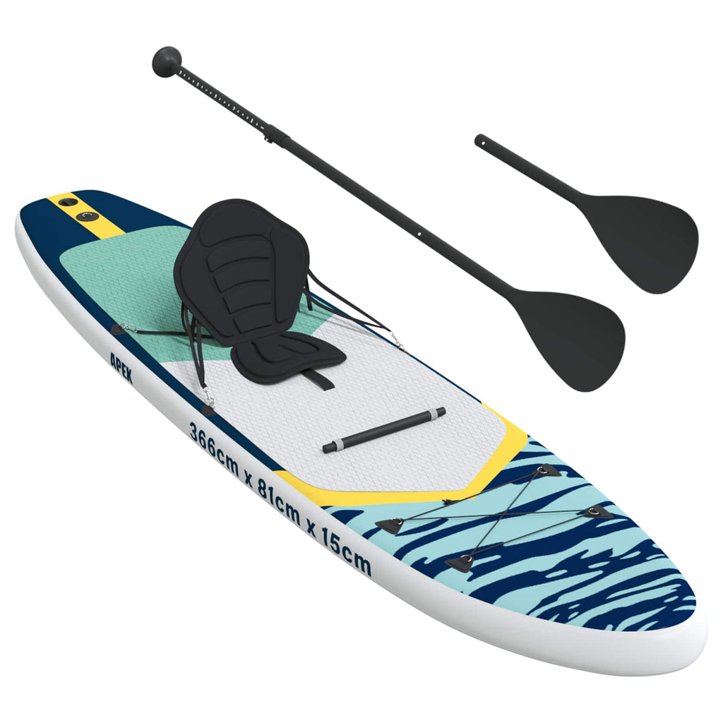 vidaXL Deska SUP z siedziskiem 2-w-1 APEX 366 x 81 x 15 cm niebieski