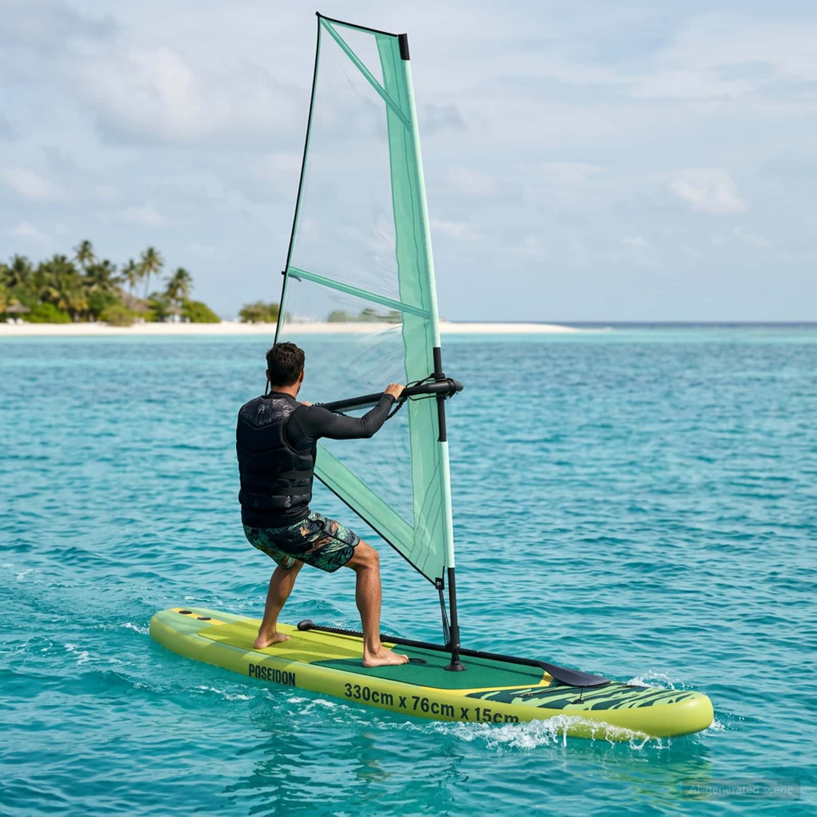 vidaXL Nadmuchiwany deska SUP z żaglem POSEIDON 330 x 76 x 15 cm dla