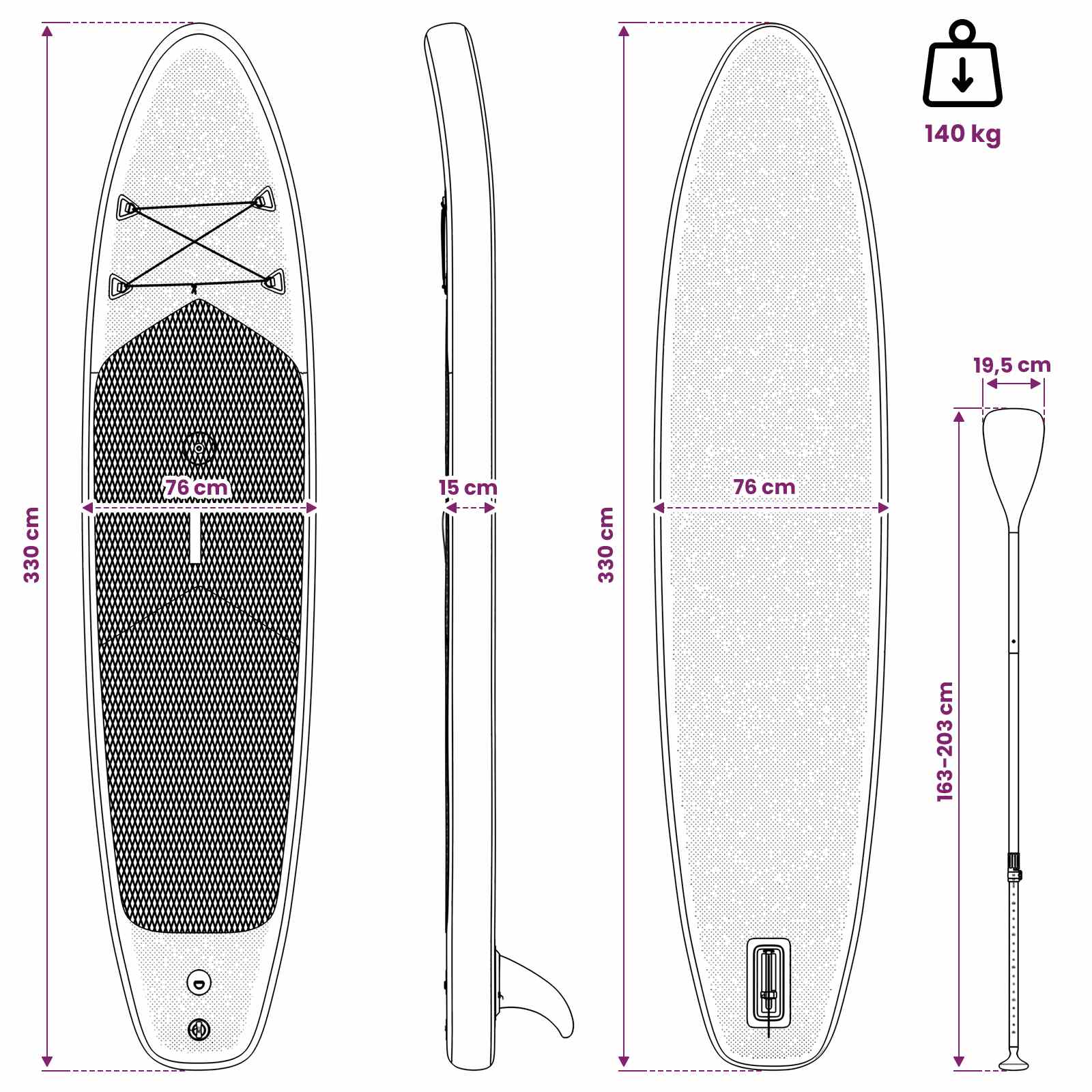 vidaXL Nadmuchiwany deska SUP z żaglem TRITON 330 x 76 x 15 cm dla
