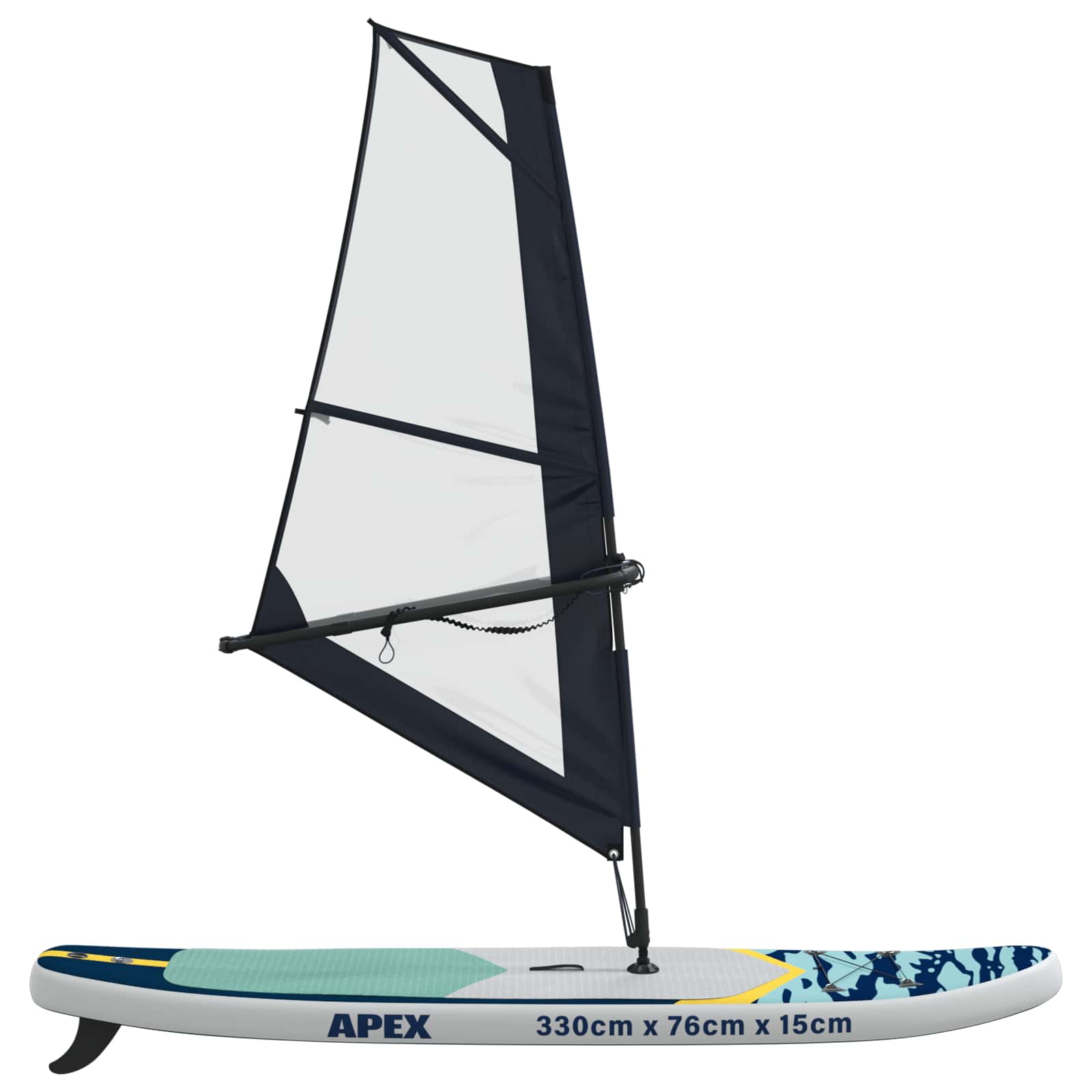 vidaXL Nadmuchiwany deska SUP z żaglem APEX 330 x 76 x 15 cm niebieski