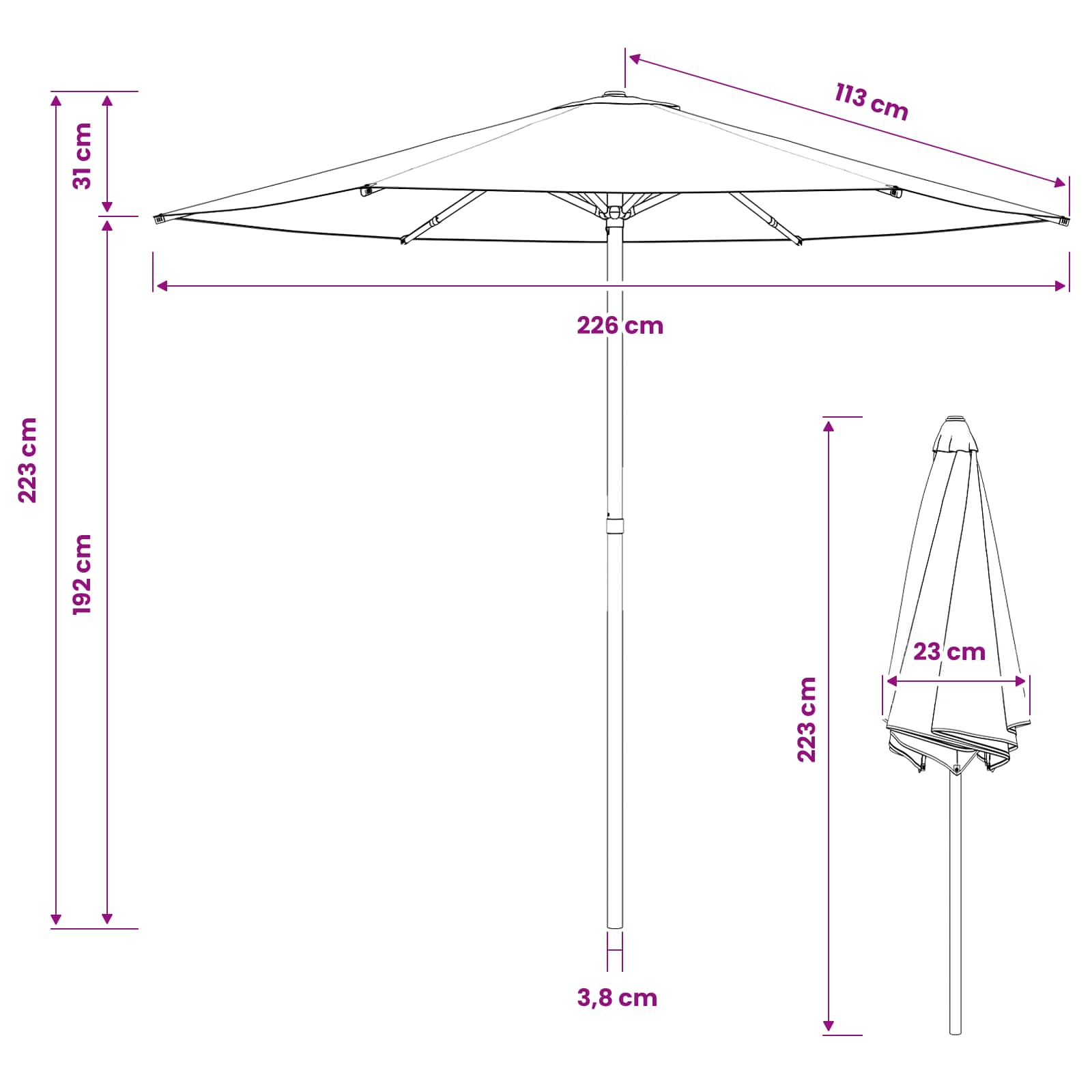 vidaXL Parasolka ogrodowa 230 x 230 cm Poliester Prostokątny
