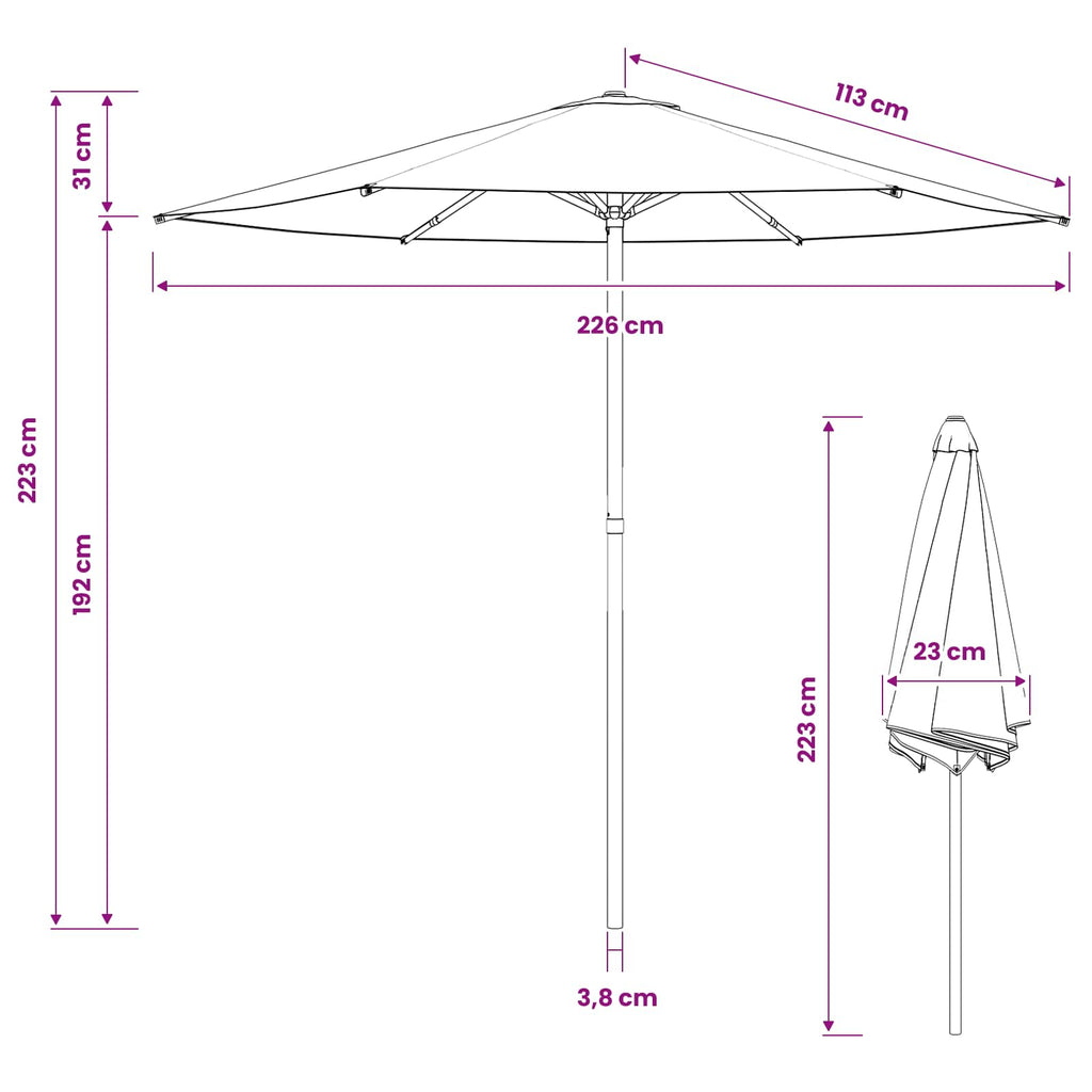 vidaXL Parasolka ogrodowa 230 x 230 cm Poliester Prostokątny