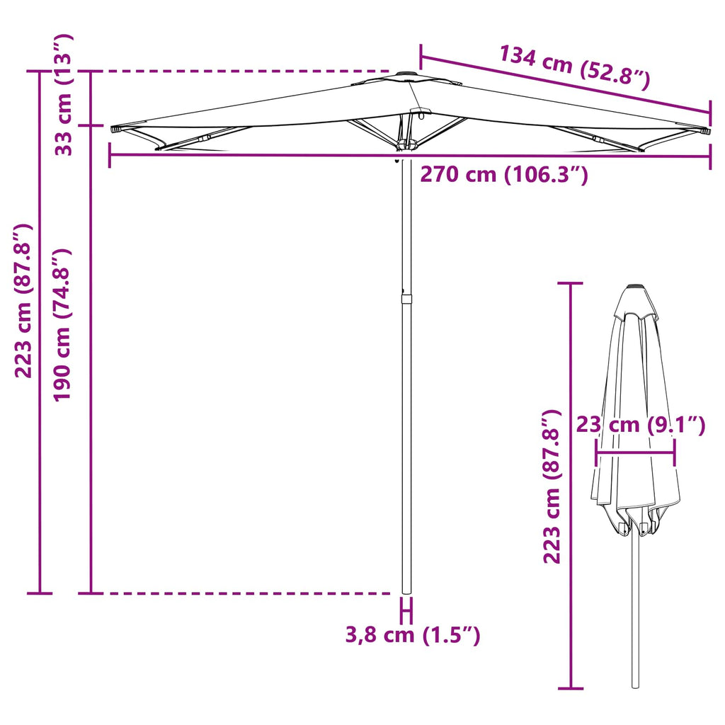 vidaXL Parasolka ogrodowa 270 x 270 cm Poliester Prostokątny