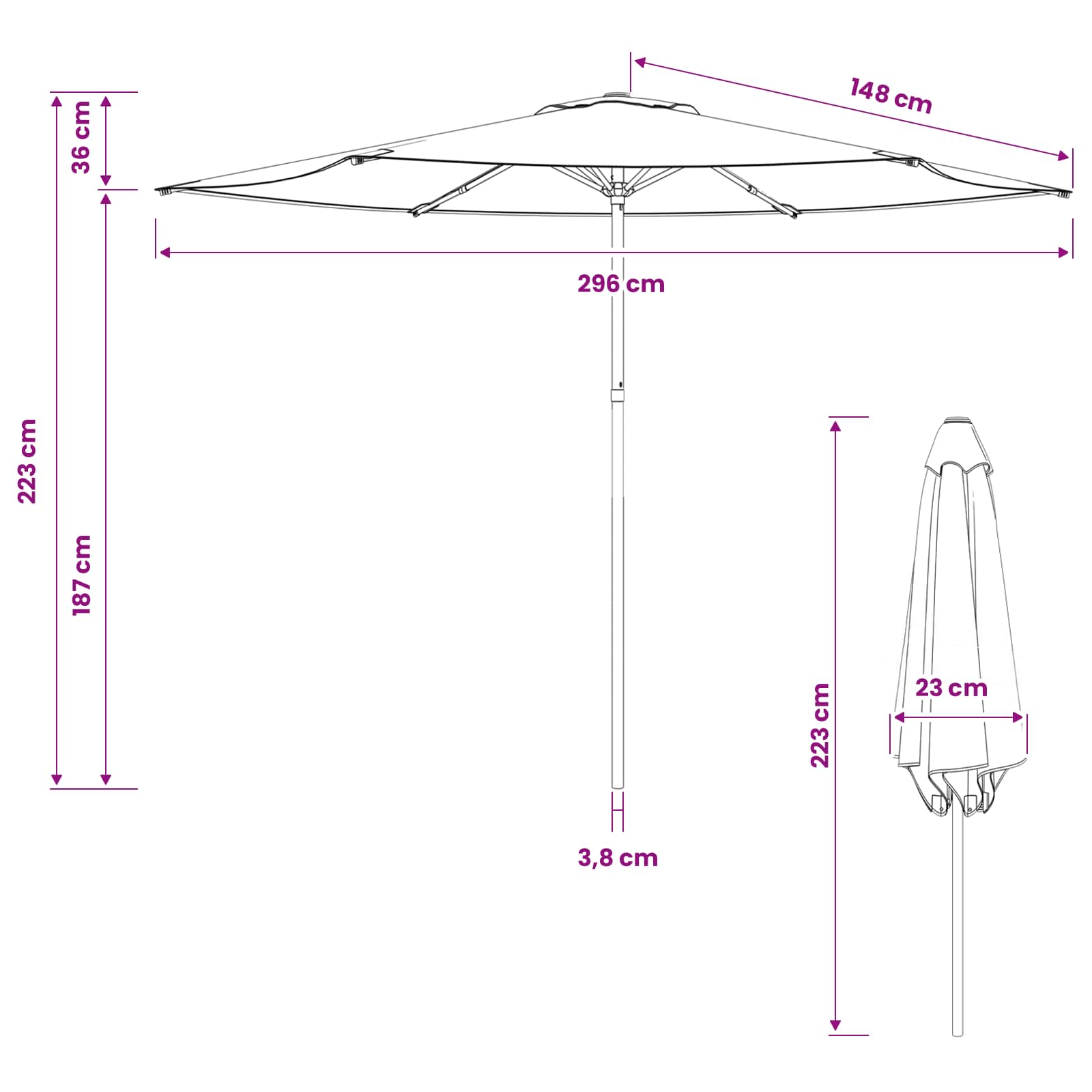 vidaXL Parasolka ogrodowa 300 x 300 cm Poliester Prostokątny