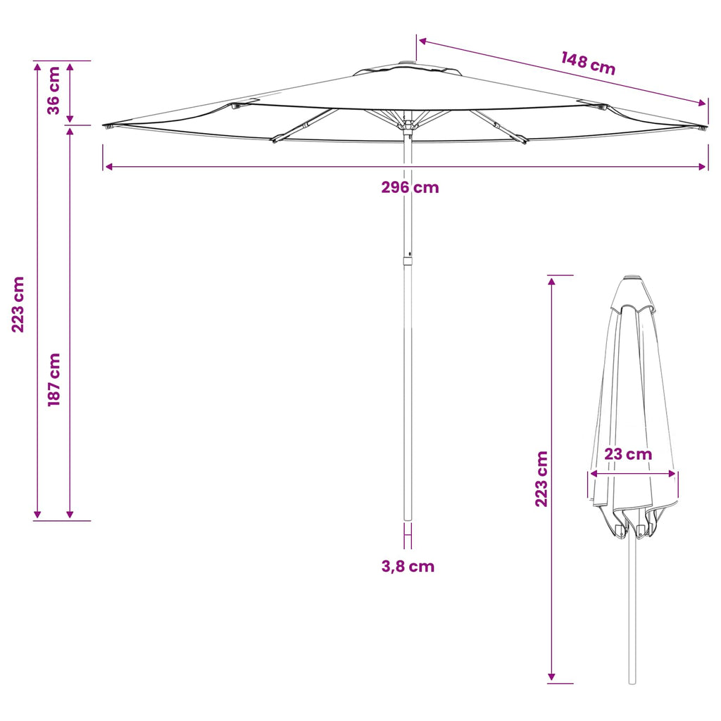 vidaXL Parasolka ogrodowa 300 x 300 cm Poliester Prostokątny