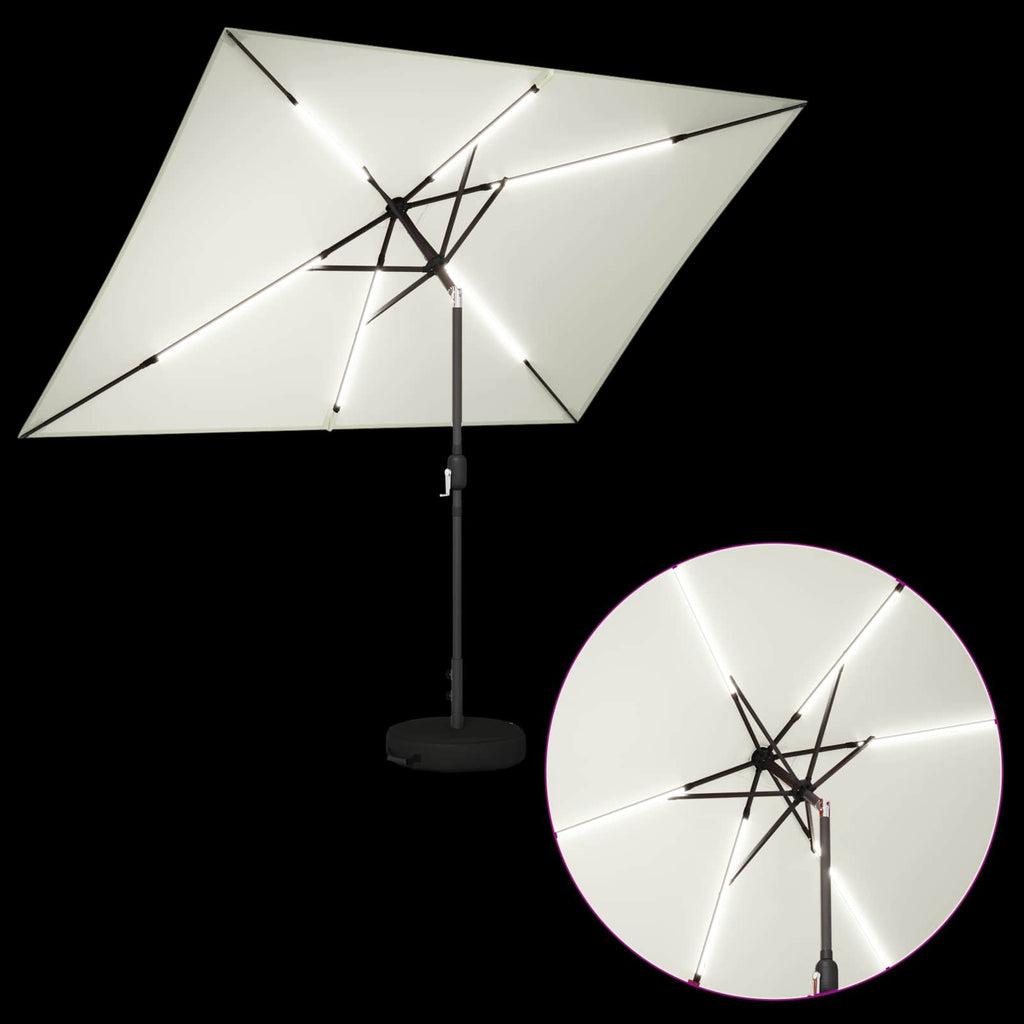 vidaXL Parasol ogrodowy z oświetleniem LED i podstawą 200 x 300 cm