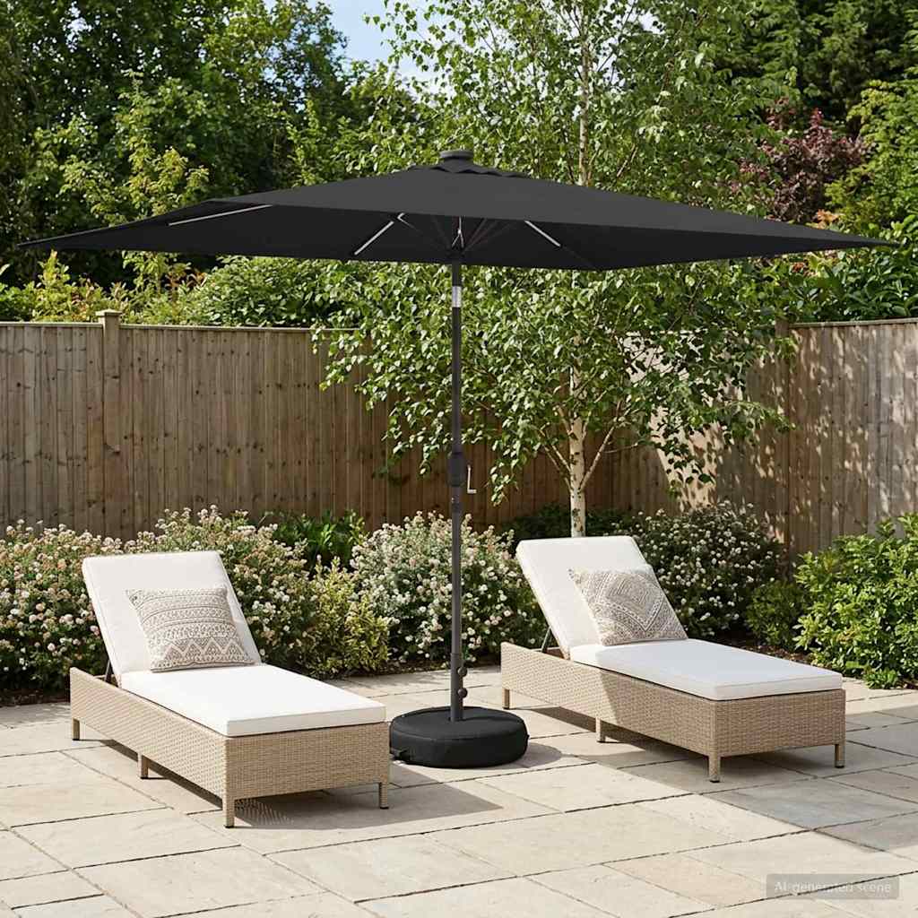 vidaXL Parasol ogrodowy z oświetleniem LED i podstawą 200 x 300 cm