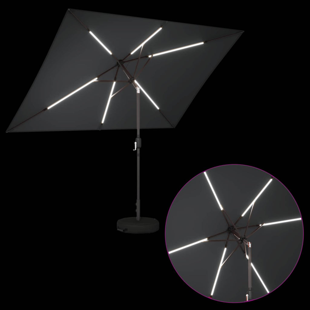 vidaXL Parasol ogrodowy z oświetleniem LED i podstawą 200 x 300 cm