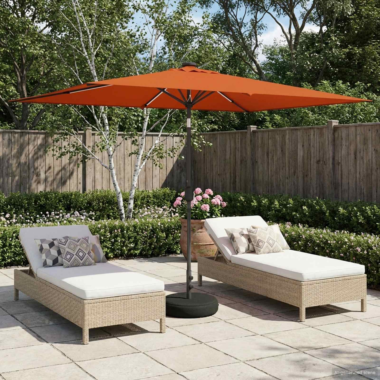 vidaXL Parasol ogrodowy z oświetleniem LED i podstawą 200 x 300 cm