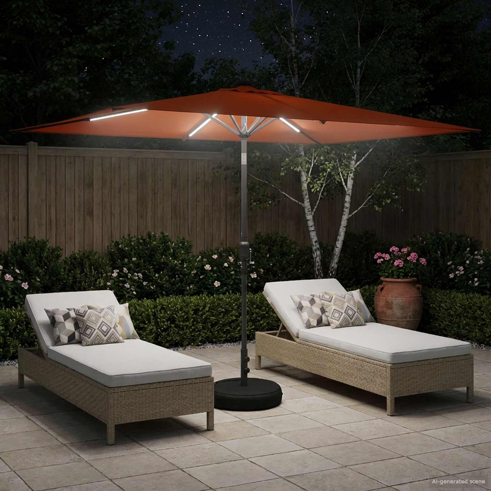 vidaXL Parasol ogrodowy z oświetleniem LED i podstawą 200 x 300 cm