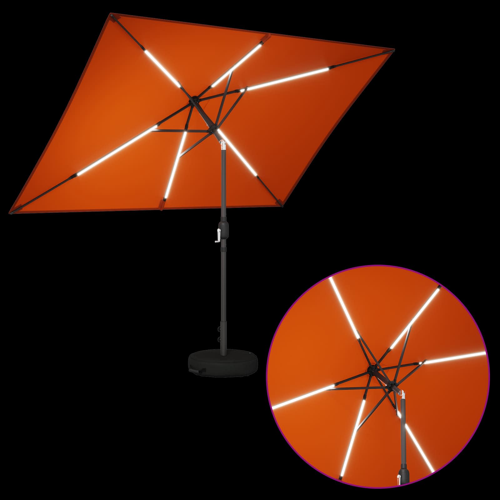 vidaXL Parasol ogrodowy z oświetleniem LED i podstawą 200 x 300 cm