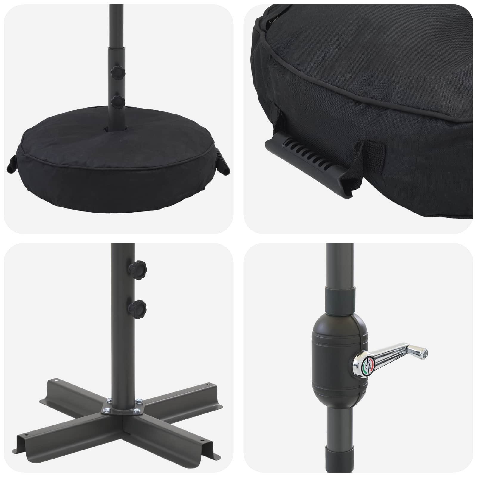 vidaXL Parasol ogrodowy z oświetleniem LED i podstawą 200 x 300 cm